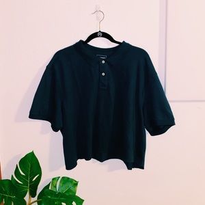 Navy Blue Cropped Polo